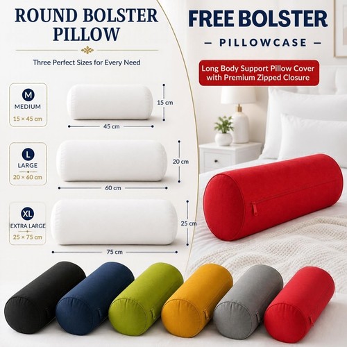 Round bolster pillow with - bolster,